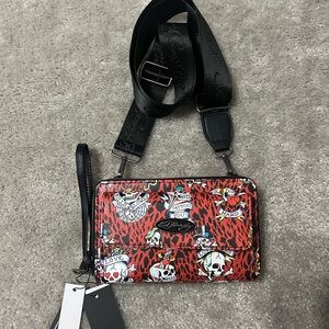 Ed Hardy Red and Black Crossbody Bag